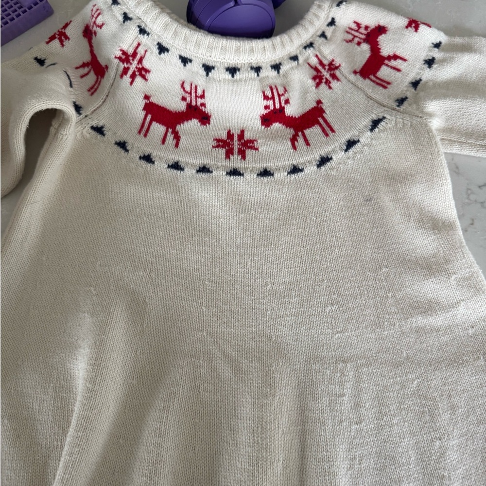 Hanna Andersson Cream Sweater with Red and Black Pattern